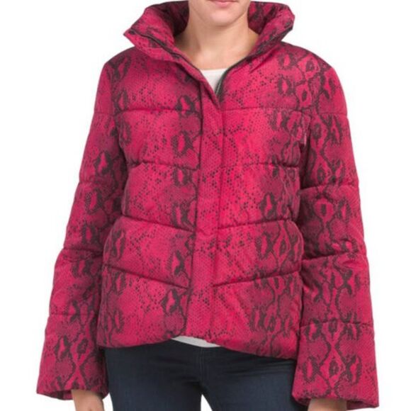 Betsey Johnson | Animal Print | Bright Pink | Sz S | Puffer Jacket - Picture 1 of 5